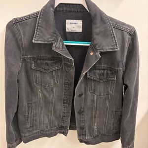 Old Navy Black Washed Denim Trucker Jacket